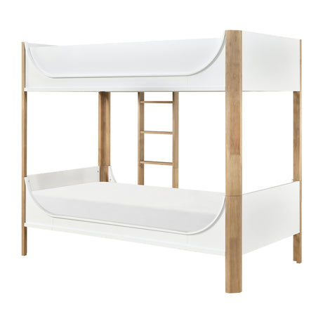 Liam White/Natural Twin/Twin Bunk Bed from Homelegance - Luna Furniture