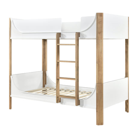 Liam White/Natural Twin/Twin Bunk Bed from Homelegance - Luna Furniture