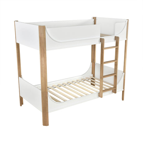 Liam White/Natural Twin/Twin Bunk Bed from Homelegance - Luna Furniture
