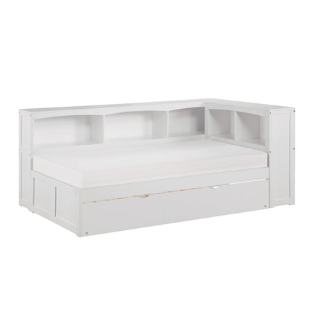 Galen White Twin Bookcase Corner Bed with Twin Trundle from Homelegance - Luna Furniture
