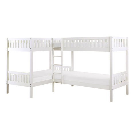 Galen White Corner Bunk Bed from Homelegance - Luna Furniture