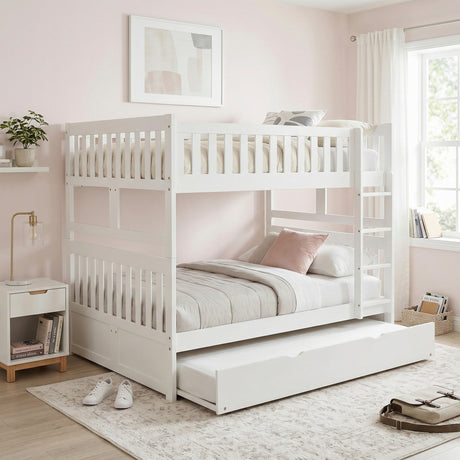 Galen White Low Loft Bunk with Bookcase and Dresser from Homelegance - Luna Furniture