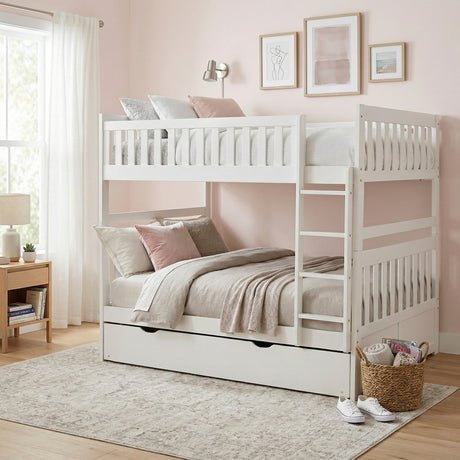 Galen White Low Loft Bunk with Bookcase and Dresser from Homelegance - Luna Furniture
