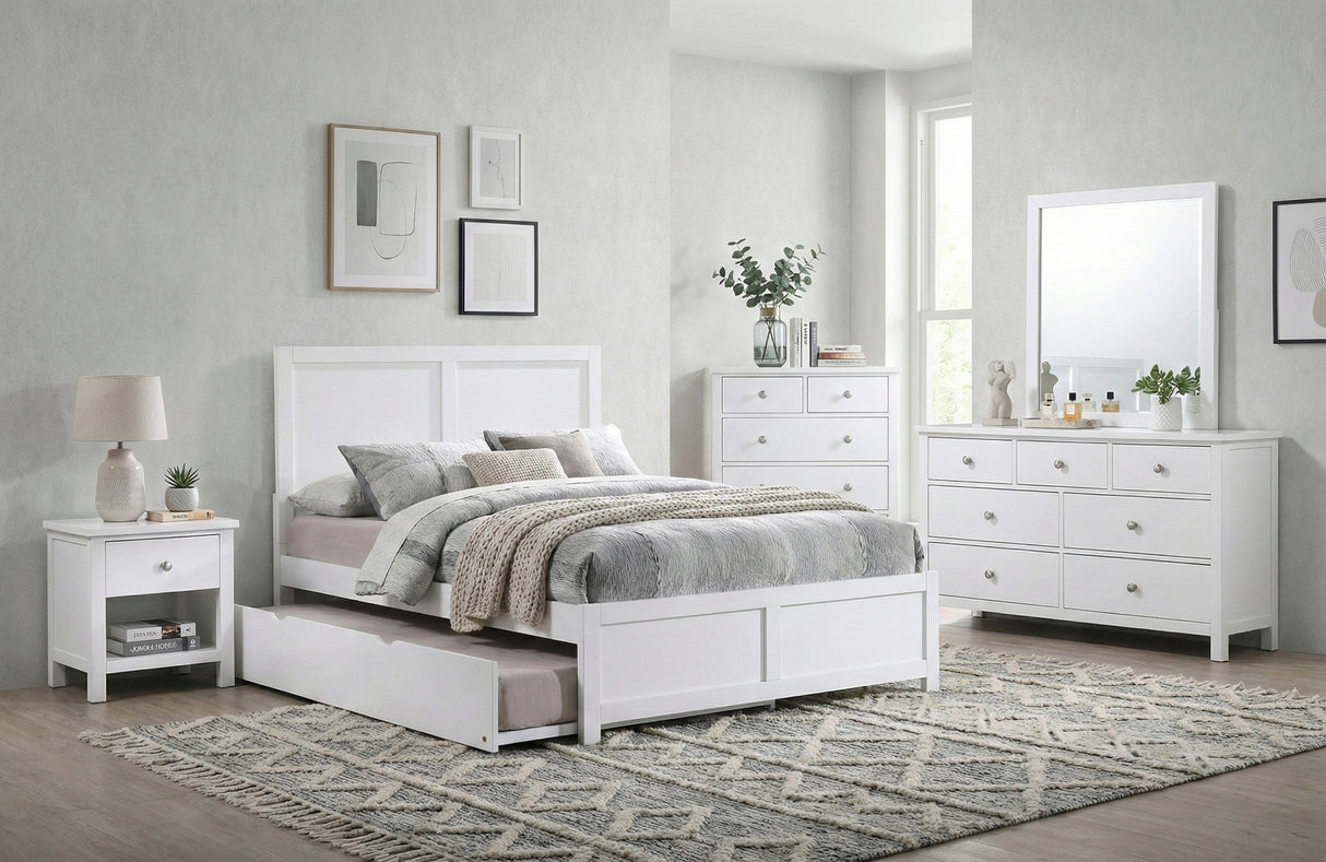 Galen White Full Platform Bed from Homelegance - Luna Furniture