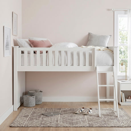 Galen White Low Loft Bunk with Bookcase and Dresser from Homelegance - Luna Furniture