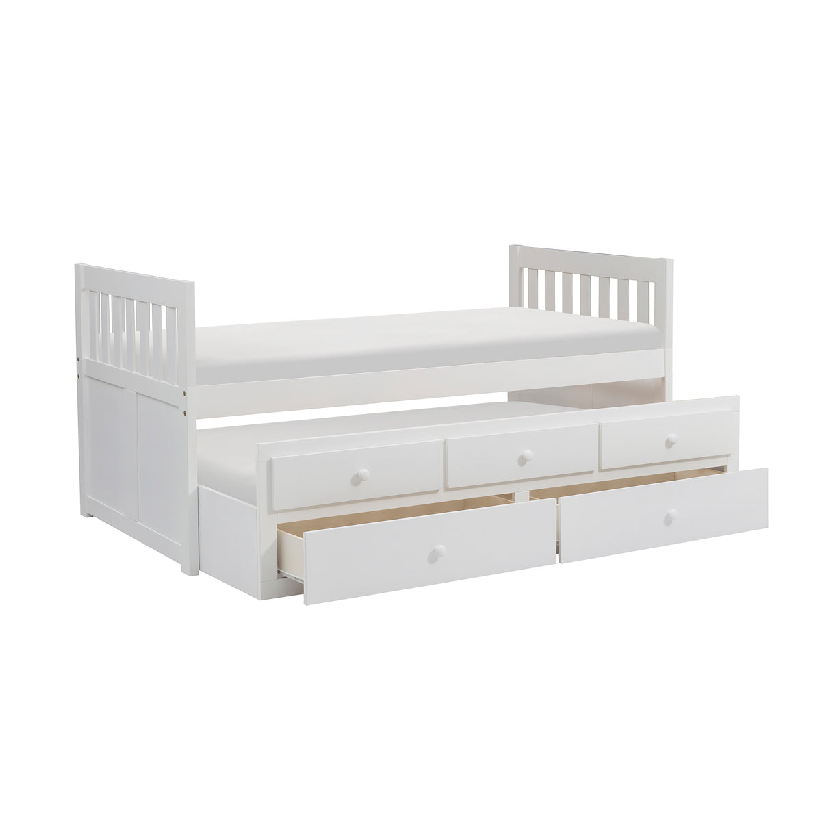 Galen White Twin Captains Trundle Bed from Homelegance - Luna Furniture