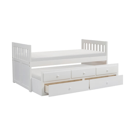 Galen White Twin Captains Trundle Bed from Homelegance - Luna Furniture