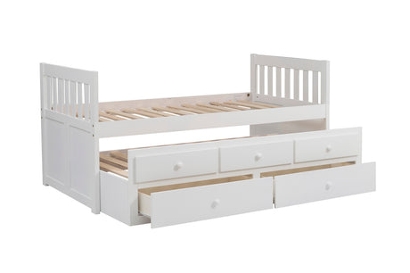 Galen White Twin Captains Trundle Bed from Homelegance - Luna Furniture