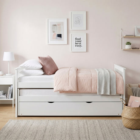 Galen White Twin/Twin Bed with Twin Trundle from Homelegance - Luna Furniture