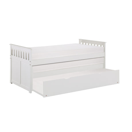 Galen White Twin/Twin Bed with Twin Trundle from Homelegance - Luna Furniture