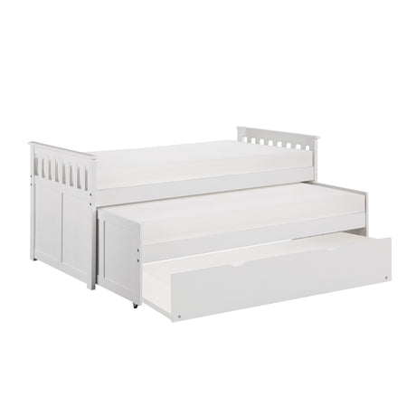 Galen White Twin/Twin Bed with Twin Trundle from Homelegance - Luna Furniture