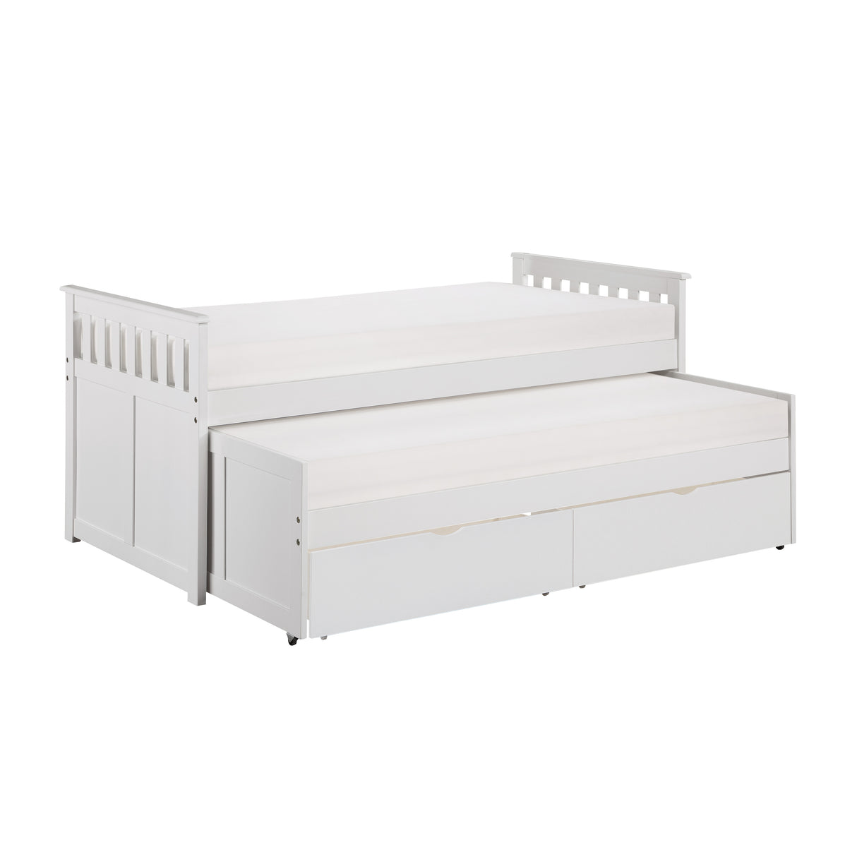 Galen White Twin Captains Trundle Bed from Homelegance - Luna Furniture