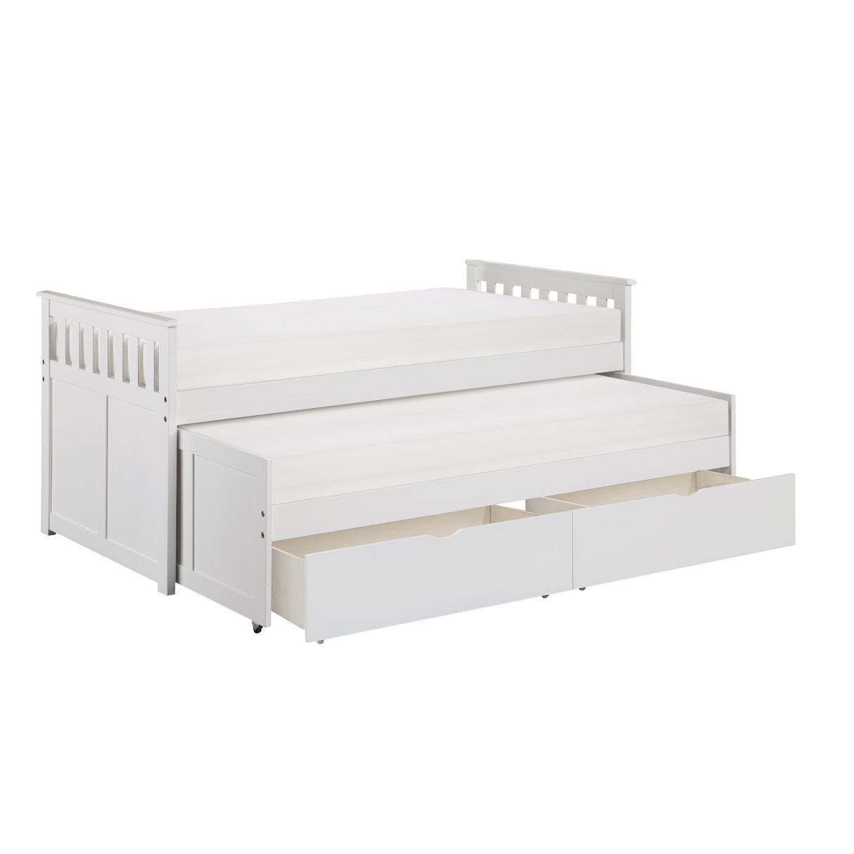 Galen White Twin Captains Trundle Bed from Homelegance - Luna Furniture