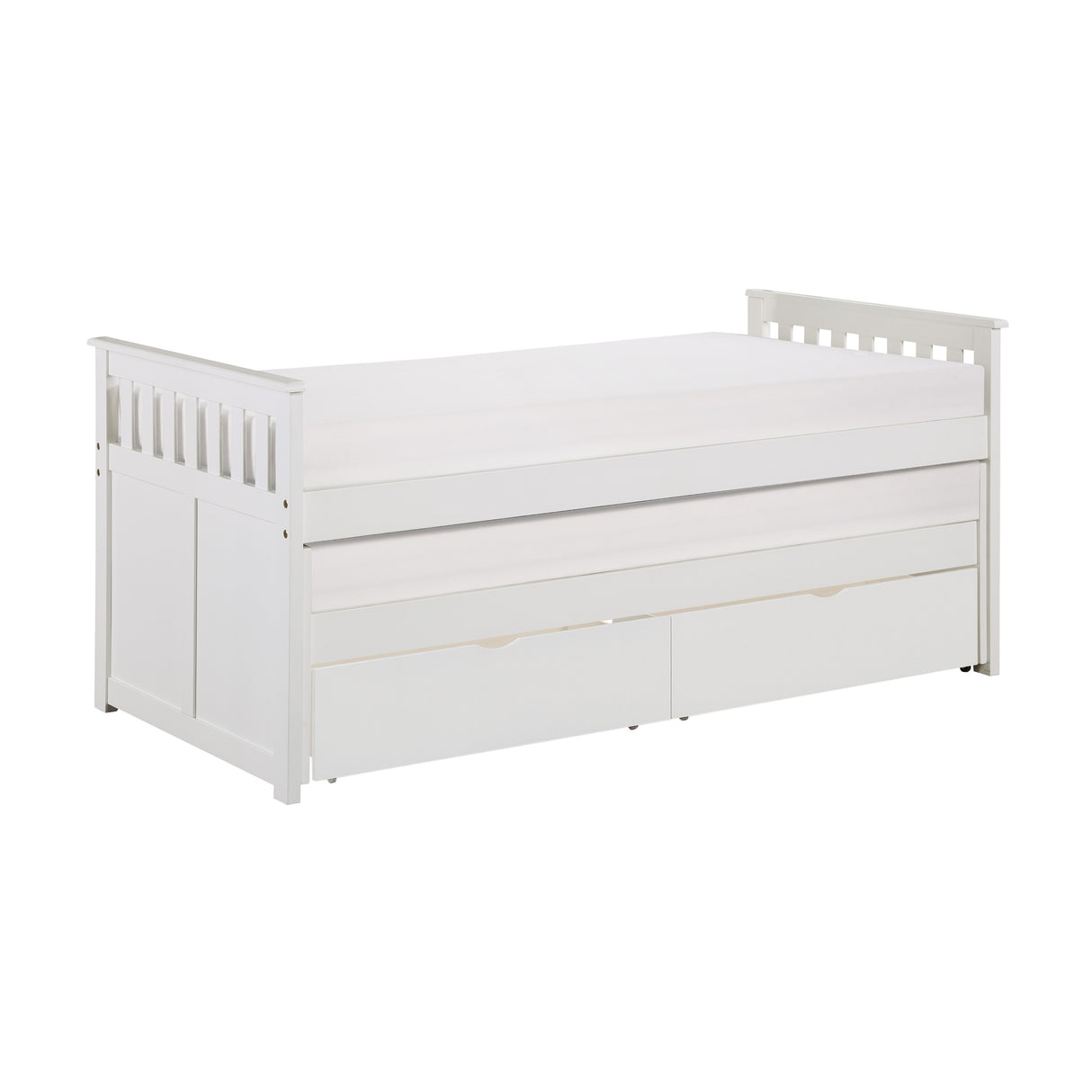Galen White Twin Captains Trundle Bed from Homelegance - Luna Furniture