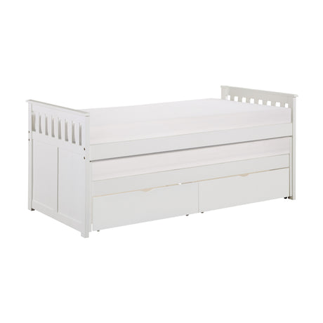 Galen White Twin Captains Trundle Bed from Homelegance - Luna Furniture