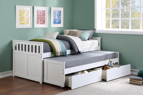 Galen White Twin Captains Trundle Bed from Homelegance - Luna Furniture