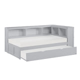 Orion Gray Twin Bookcase Corner Bed with Twin Trundle from Homelegance - Luna Furniture