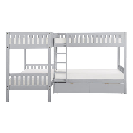 Orion Gray Twin Corner Bunk Bed with Storage Boxes from Homelegance - Luna Furniture