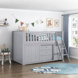 B2063LL-1*BCDR (5) Low Loft Bunk with Bookcase and Dresser from Homelegance - Luna Furniture