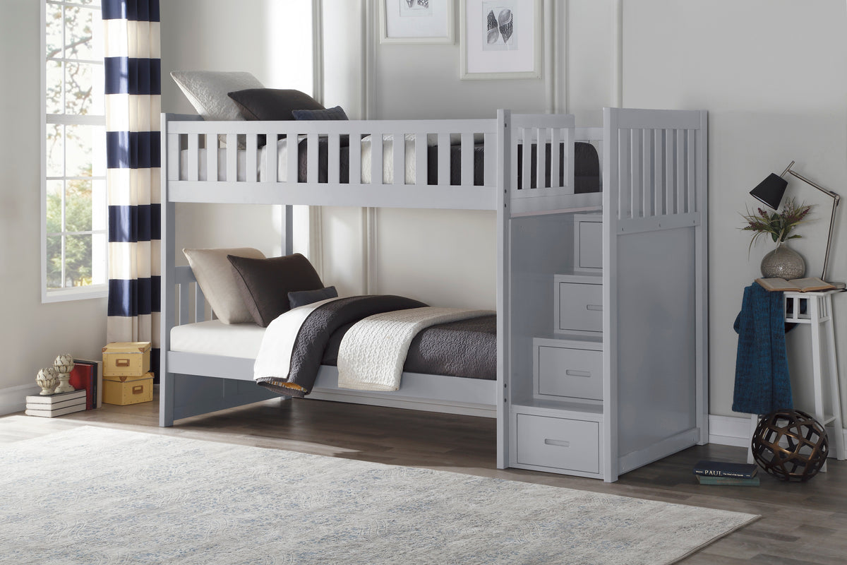 Orion Gray Twin/Twin Bed with Storage Boxes