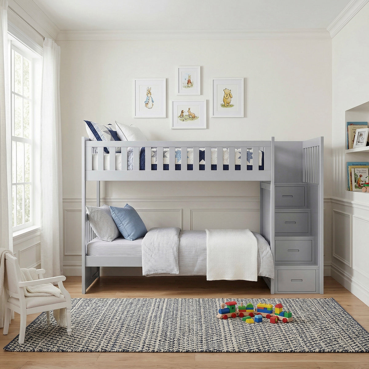 Orion Gray Twin/Twin Bed with Storage Boxes
