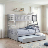 Orion Gray Twin/Full Bunk Bed with Twin Trundle from Homelegance - Luna Furniture