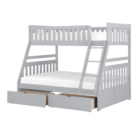 Orion Gray Twin/Full Bunk Bed with Twin Trundle from Homelegance - Luna Furniture