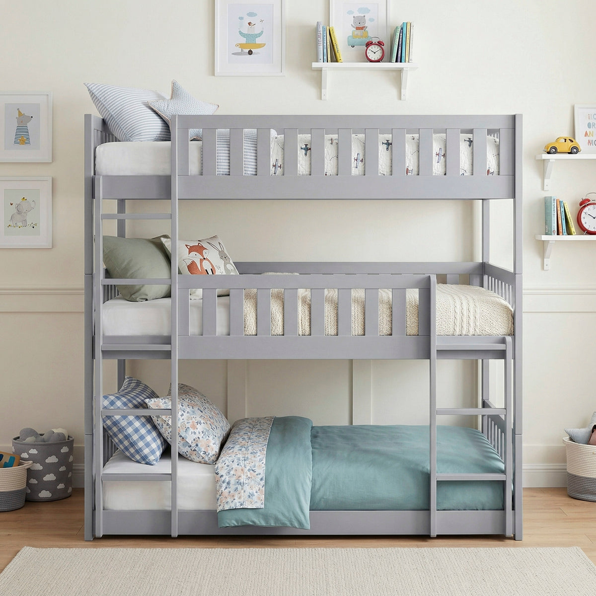 Orion Gray Twin Triple Bunk Bed