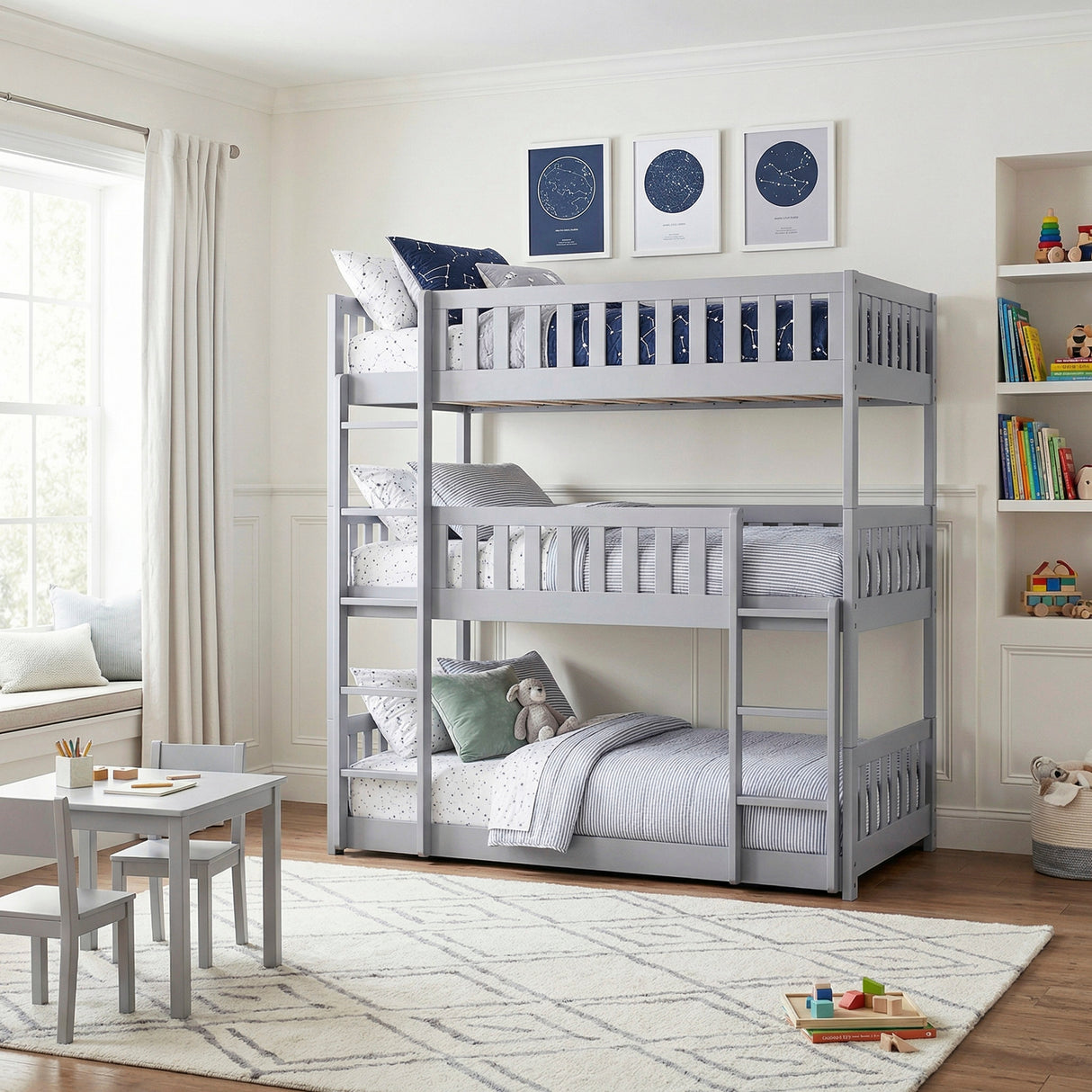 Orion Gray Twin Triple Bunk Bed