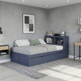Nora Blue Twin Bookcase Corner Platform Bed