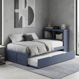 Nora Blue Twin Bookcase Corner Platform Bed