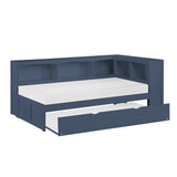 Nora Blue Twin Bookcase Corner Platform Bed from Homelegance - Luna Furniture