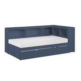Nora Blue Twin Bookcase Corner Platform Bed from Homelegance - Luna Furniture