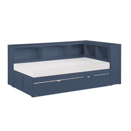 Nora Blue Twin Bookcase Corner Platform Bed from Homelegance - Luna Furniture