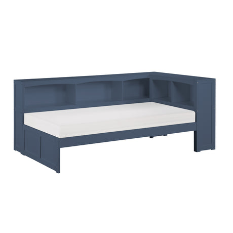 Nora Blue Twin Bookcase Corner Platform Bed from Homelegance - Luna Furniture