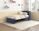 Nora Blue Twin Bookcase Corner Platform Bed