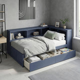 Nora Blue Twin Bookcase Corner Platform Bed from Homelegance - Luna Furniture