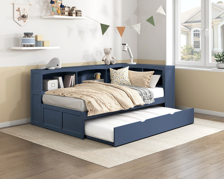 Nora Blue Twin Storage Daybed with Trundle from Homelegance - Luna Furniture