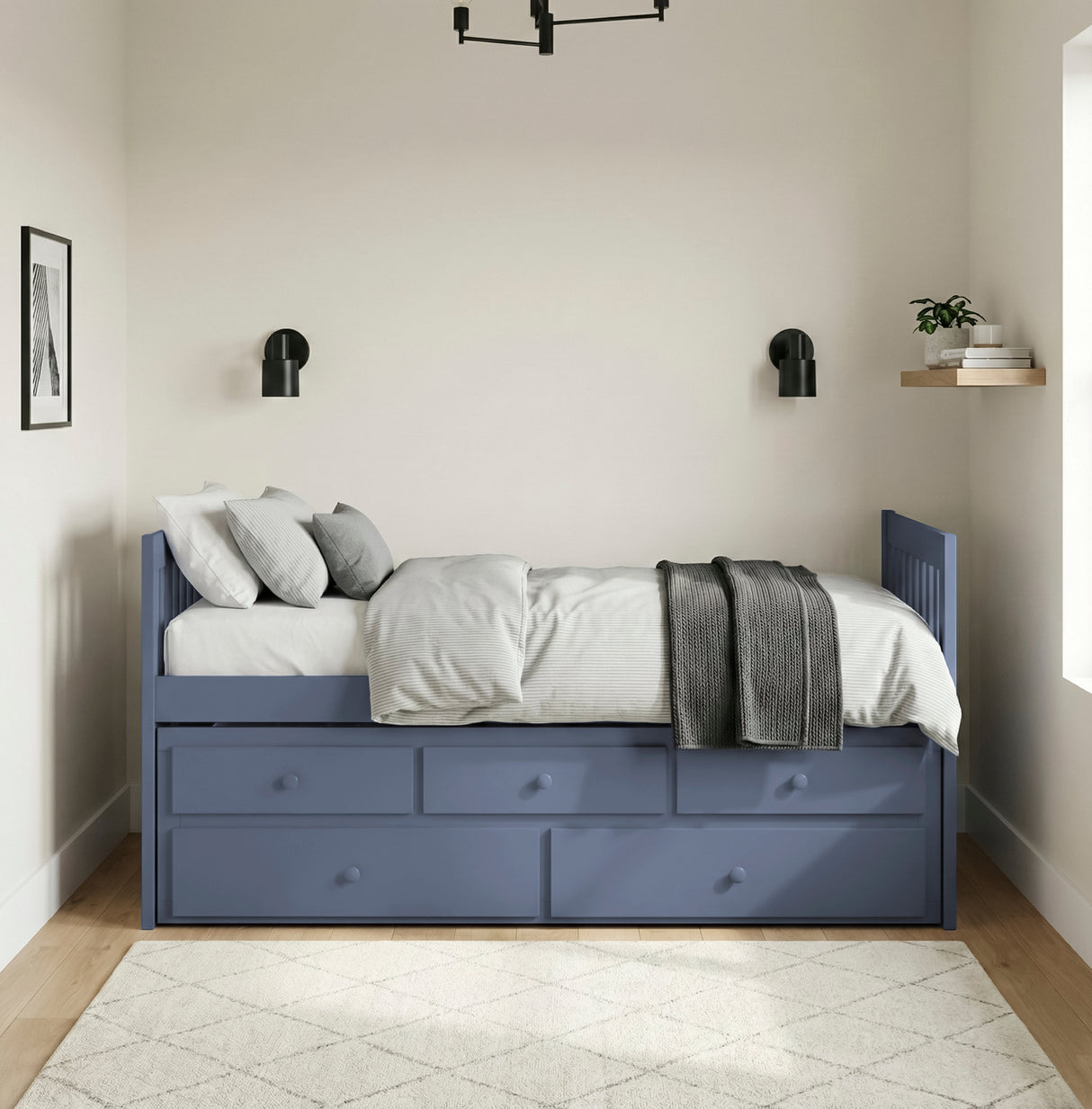 Nora Blue Twin Storage Daybed with Trundle from Homelegance - Luna Furniture