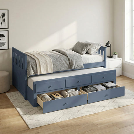 Nora Blue Twin Storage Daybed with Trundle from Homelegance - Luna Furniture