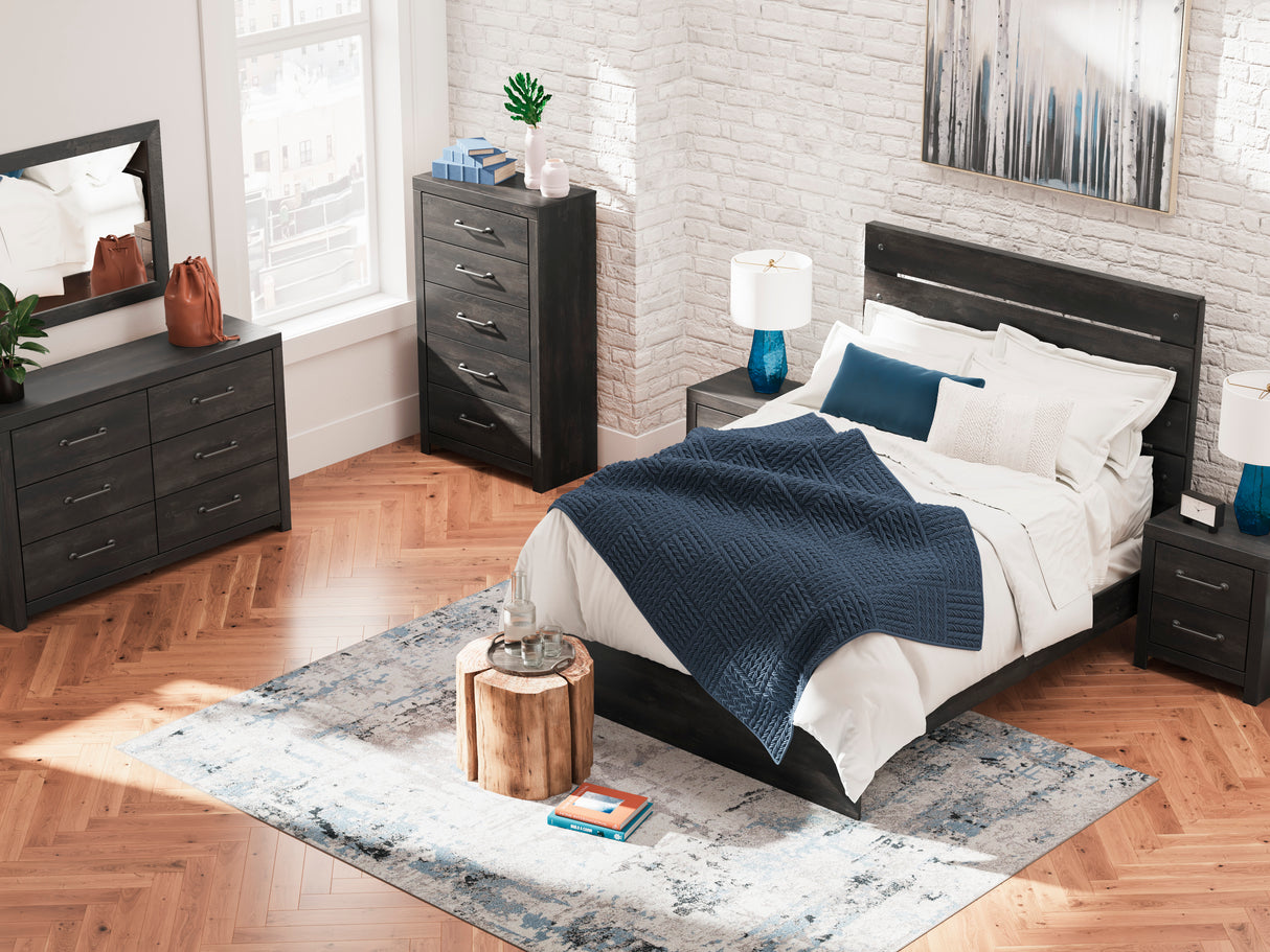 Hollivern Dark Gray Storage Panel Bedroom Set with 2 One-Side Drawers from Ashley - Luna Furniture