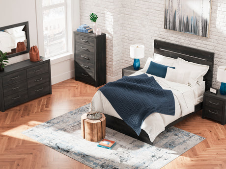 Hollivern Dark Gray Storage Panel Bedroom Set with 2 One-Side Drawers from Ashley - Luna Furniture