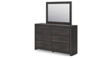 Hollivern Twin Panel Bed with Mirrored Dresser and Chest in Dark Gray from Ashley Furniture - Luna Furniture