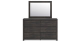 Hollivern Twin Panel Bed with Storage with Mirrored Dresser in Dark Gray from Ashley - Luna Furniture