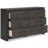 Hollivern Dark Gray Storage Panel Bedroom Set with 2 One-Side Drawers from Ashley - Luna Furniture