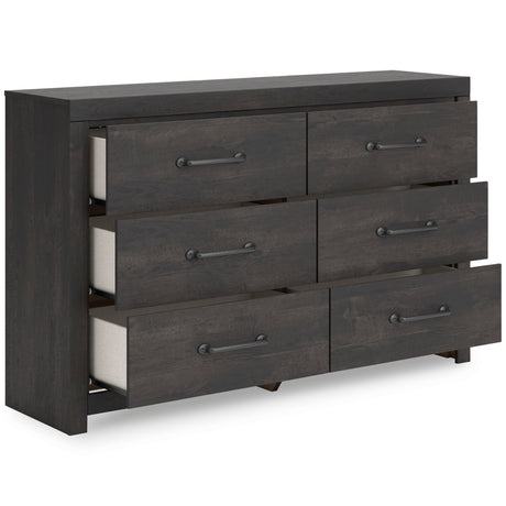 Hollivern Dark Gray Storage Panel Bedroom Set with 2 One-Side Drawers from Ashley - Luna Furniture