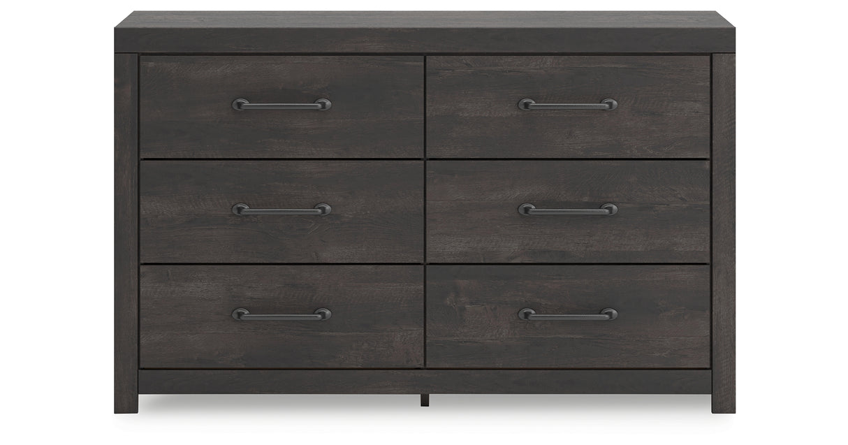 Hollivern Queen Panel Bed with Dresser in Dark Gray from Ashley - Luna Furniture