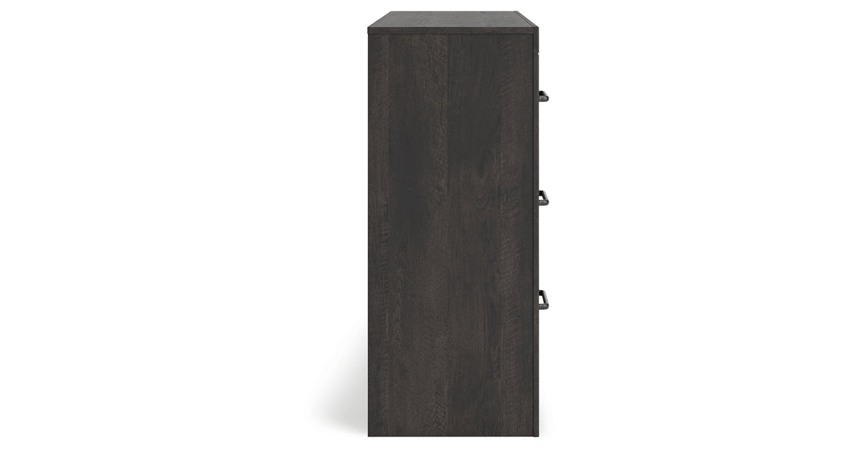 Hollivern Twin Panel Bed with Storage with Dresser in Dark Gray from Ashley - Luna Furniture