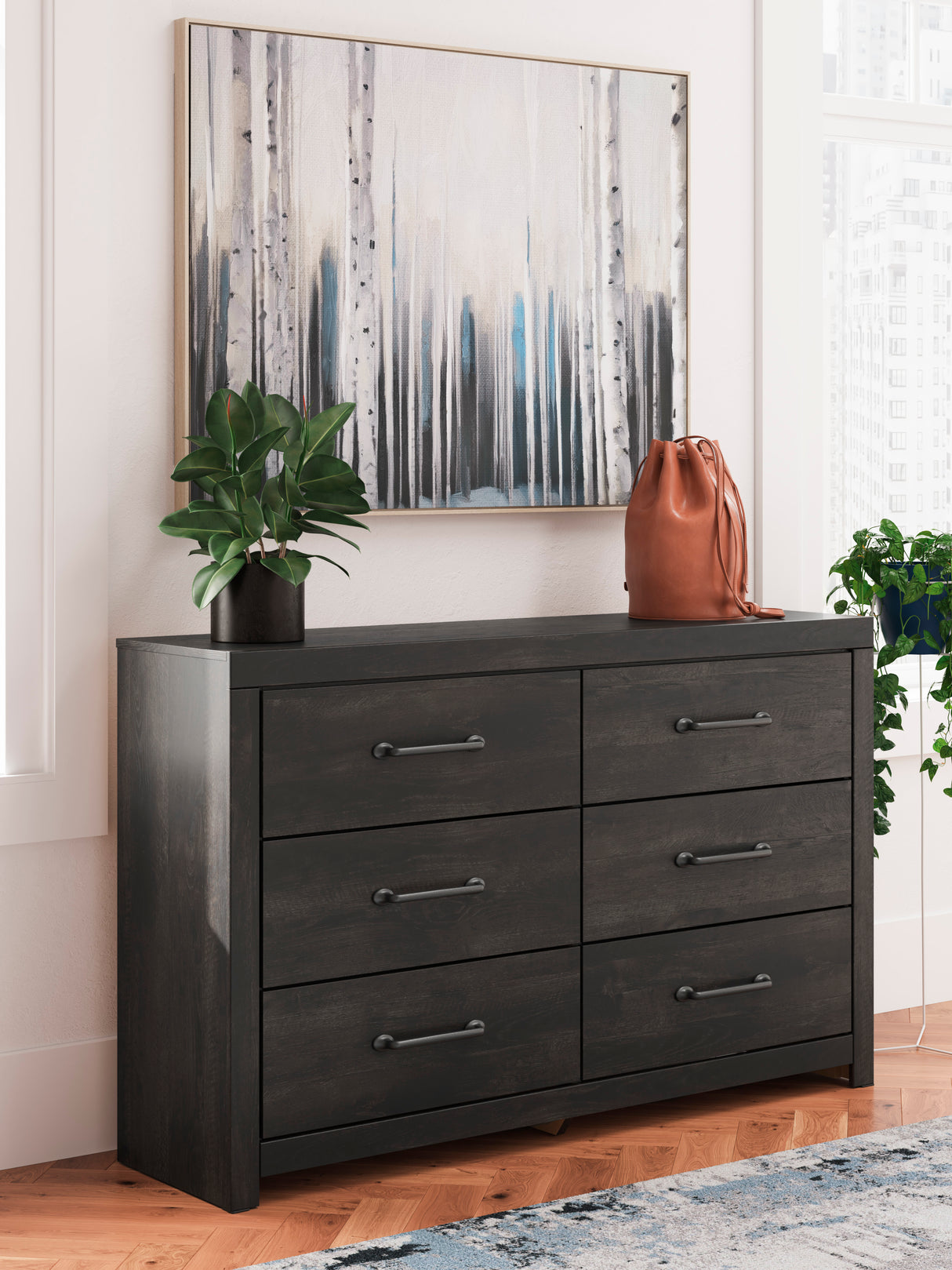 Hollivern Dark Gray Storage Panel Bedroom Set with 2 One-Side Drawers from Ashley - Luna Furniture