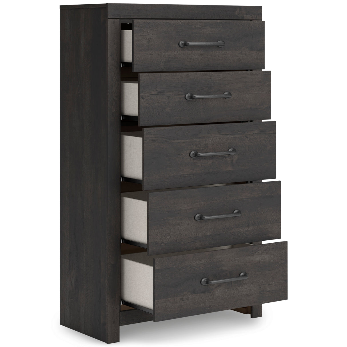 Hollivern Dark Gray Storage Panel Bedroom Set with 2 One-Side Drawers from Ashley - Luna Furniture